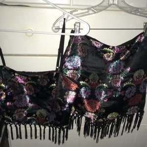 Satin 2 piece skirt set